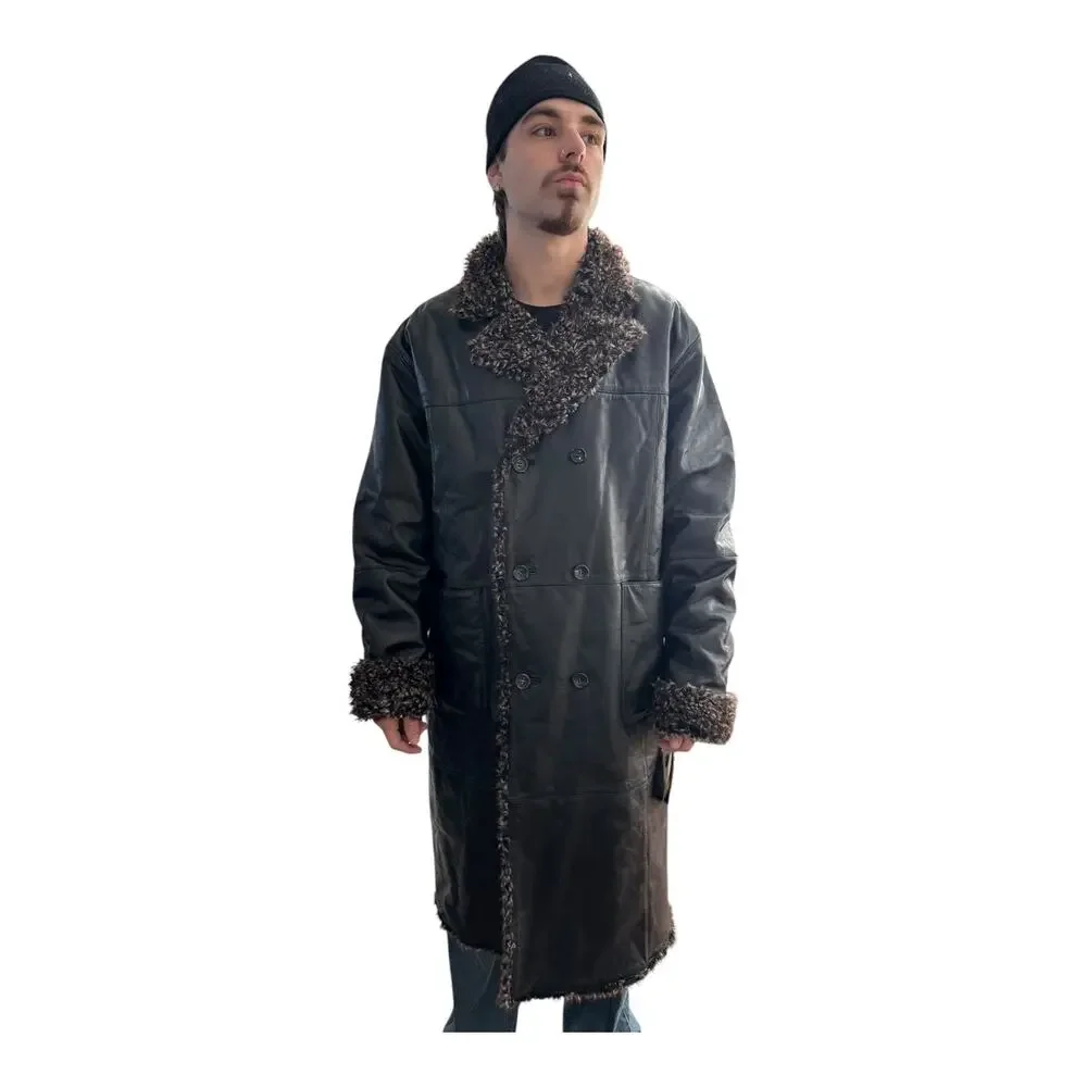 Vintage Morton & Rossi Black Leather Penny Lane Shaggy black coat NWT XL
